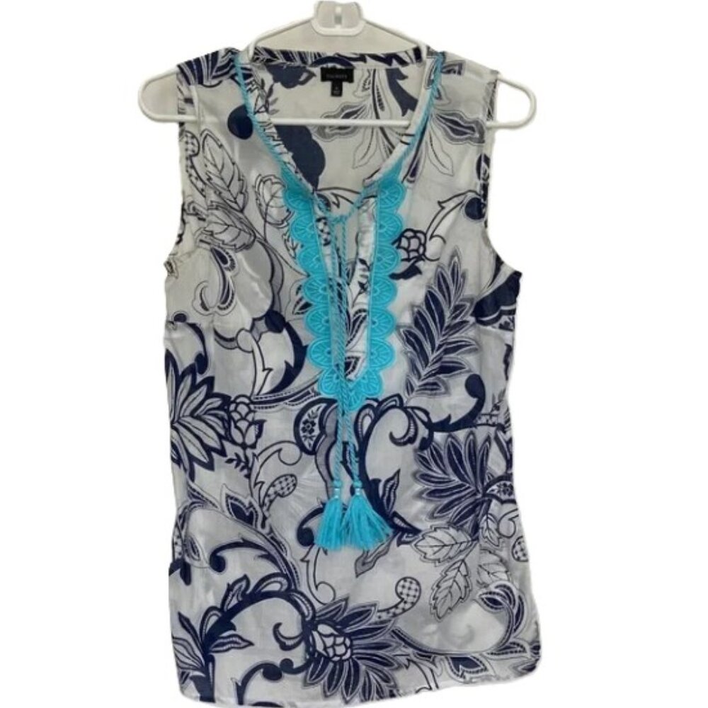 Talbots Blue and White Floral Blouse